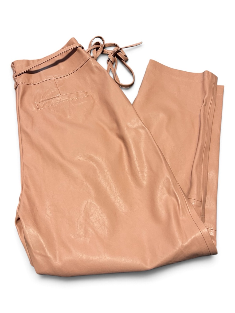Anthropologie Blank NYC Peach Faux Leather Paper Bag Pants Size 28